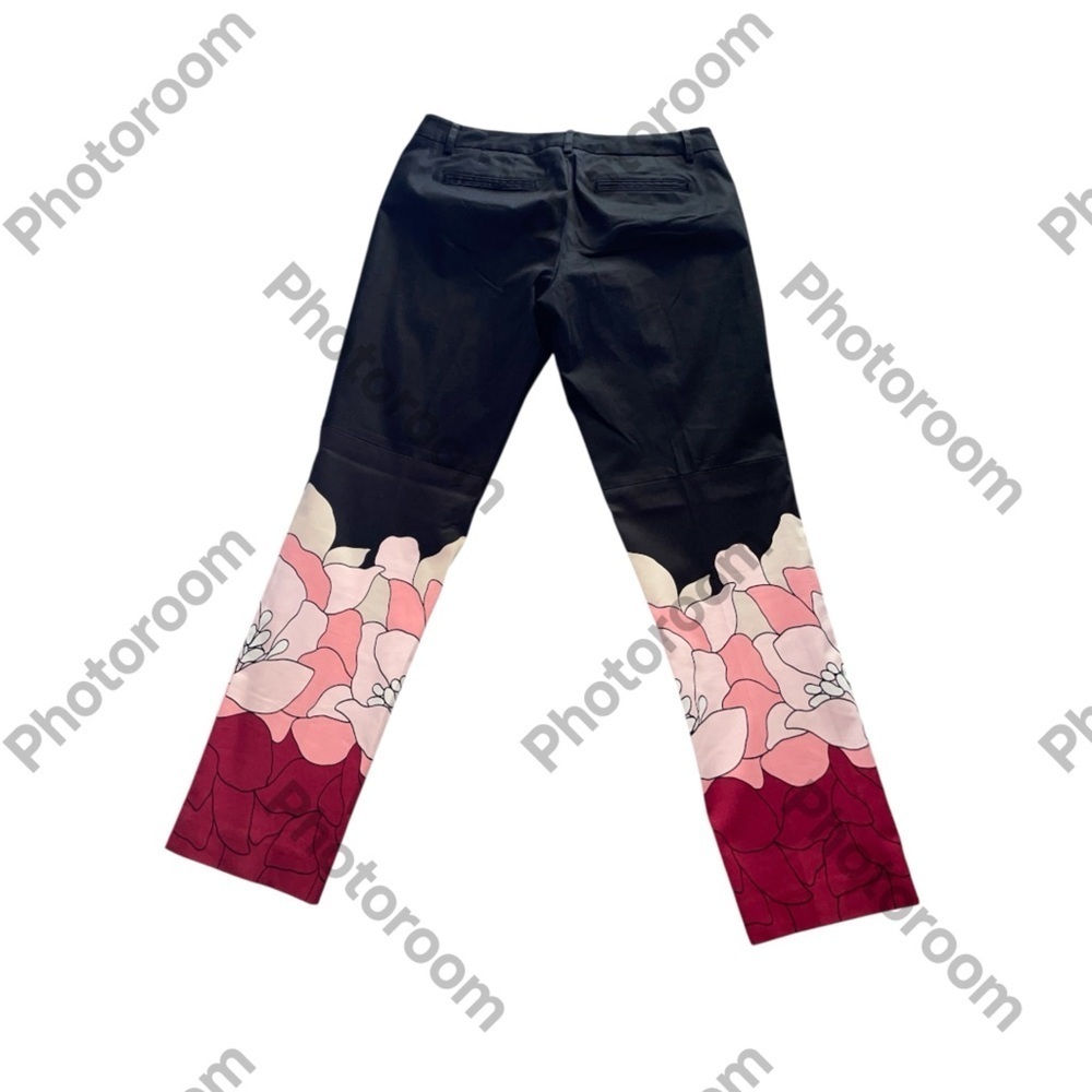 New York & CO Women’s Black Ankle Crop Casual Career Pants Floral Print  Size 4 - Picture 6 of 6
